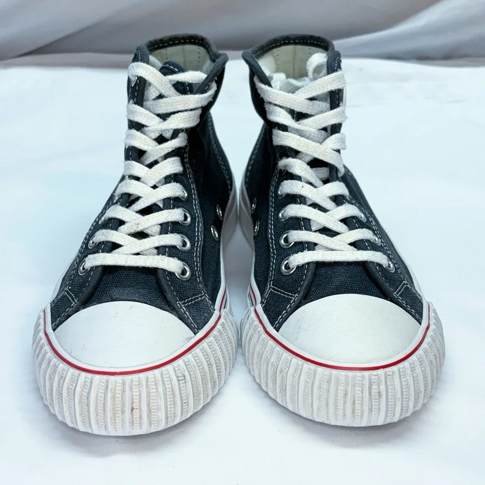 PF Flyers Center Hi Navy White Canvas High Top Sneakers Mens 6 Womens 7.5 Shoes